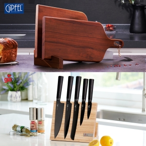 기펠 캄포 플레이팅 도마+지아레티 칼블럭 세트_이미지