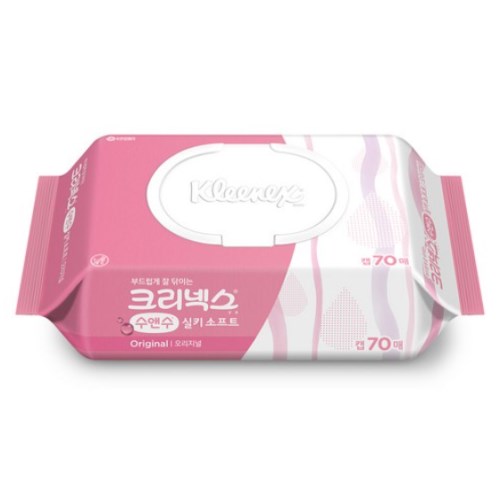 크리넥스 수앤수 실키소프트 오리지널 물티슈 캡형 70매