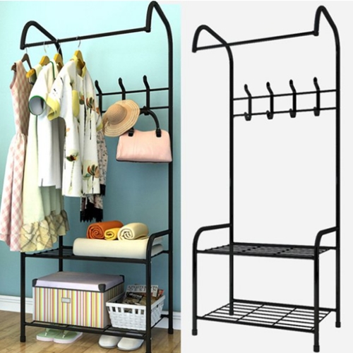OMT 철제 2단 수납선반 겸용 스탠드 옷걸이 행거 (60cm)_이미지