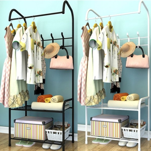 OMT 철제 2단 수납선반 겸용 스탠드 옷걸이 행거 (60cm)_이미지