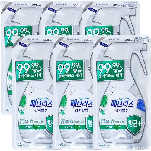 페브리즈 항균 플러스 산뜻한향 리필 320ml (6개)_이미지
