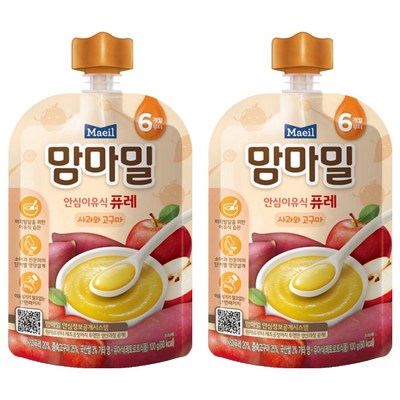 매일유업 맘마밀 안심이유식 퓨레 사과와 고구마 100g (2개)_이미지