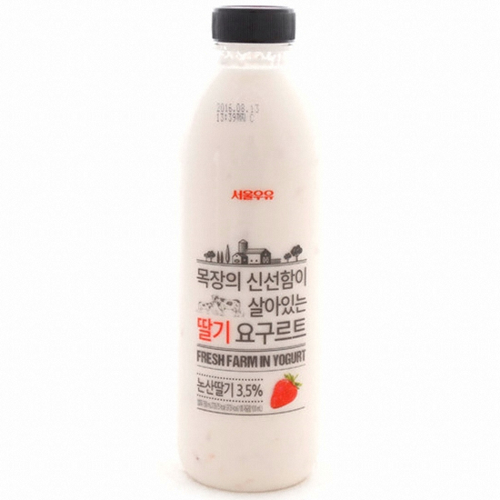 서울우유 목장의 신선함이 살아있는 딸기 요구르트 750ml
