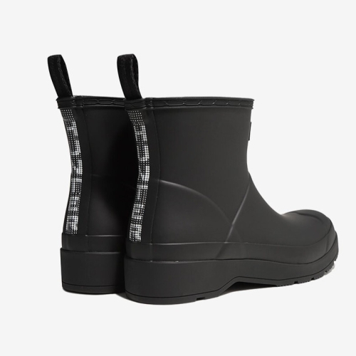 헌터 UNISEX 플레이 도트 프린트 백스트랩 숏 레인부츠 블랙 UFS4006RMABLK