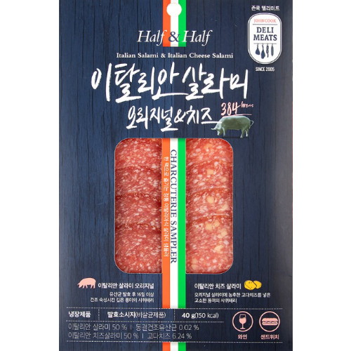 에쓰푸드 존쿡 델리미트 이탈리안 살라미 오리지널&치즈 40g이미지입니다. 누르면 해당 게시물로 새창이동합니다.