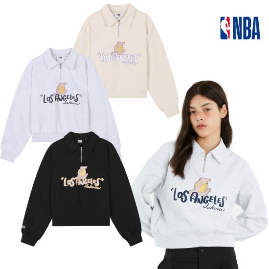 여성 LAL 카툰 그래픽 반집업 맨투맨 N241TS721P