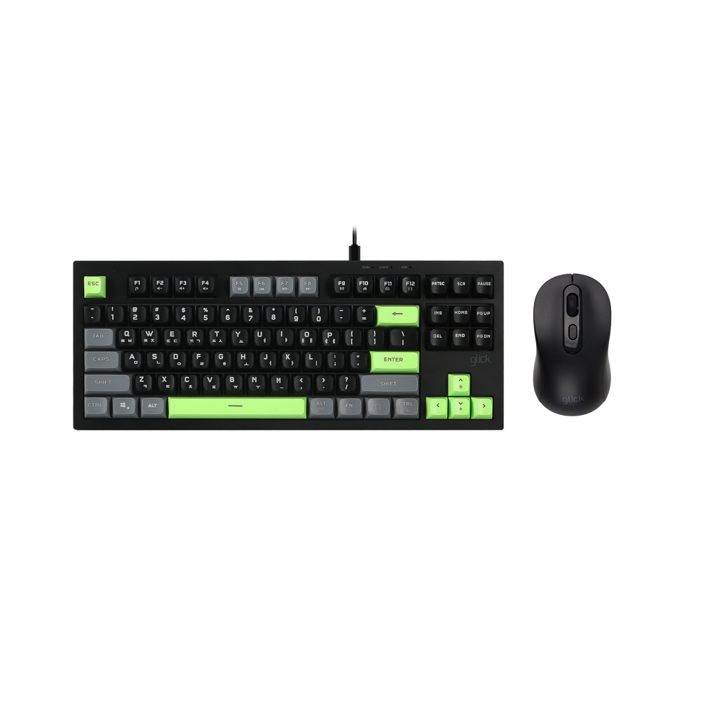 지클릭커 OFFICEPRO OPS70 사일런스 M 마들렌 키보드 마우스 세트 87 (Poker Green)_이미지