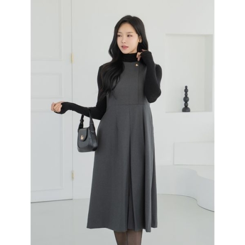 마담4060 엄마옷 데일리 중년여성 클래씨마담 원피스아프로핀턱절개-FOP2512003_이미지