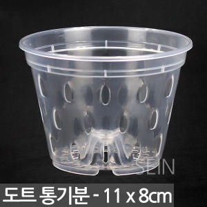 도트 투명 통기분 11호 통기 슬릿 화분 관엽 식물 난분 난 동양 서양 플라스틱 호접란 포트 플분 란 모종