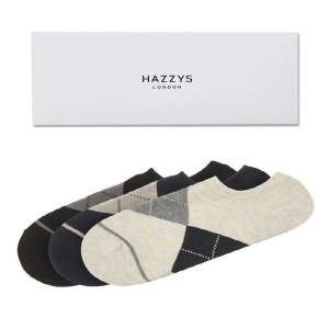 LF 헤지스 남성 네이비 라인배색 면혼방 덧신 양말 3종 세트_HJSS4E202WT_이미지