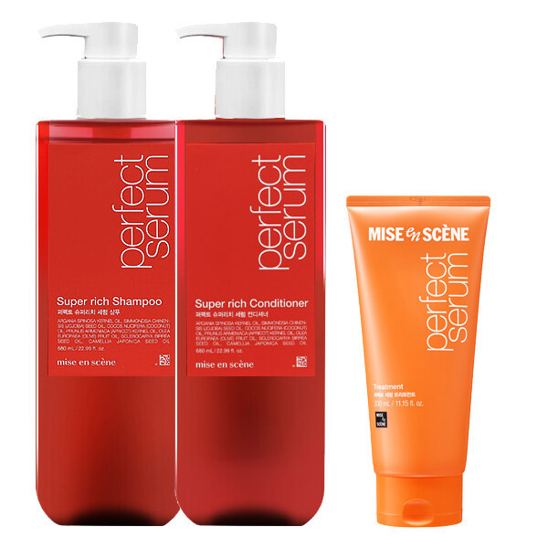 퍼펙트 슈퍼리치 세럼 샴푸 680ml+컨디셔너 680ml+트리트먼트 330ml 3종세트