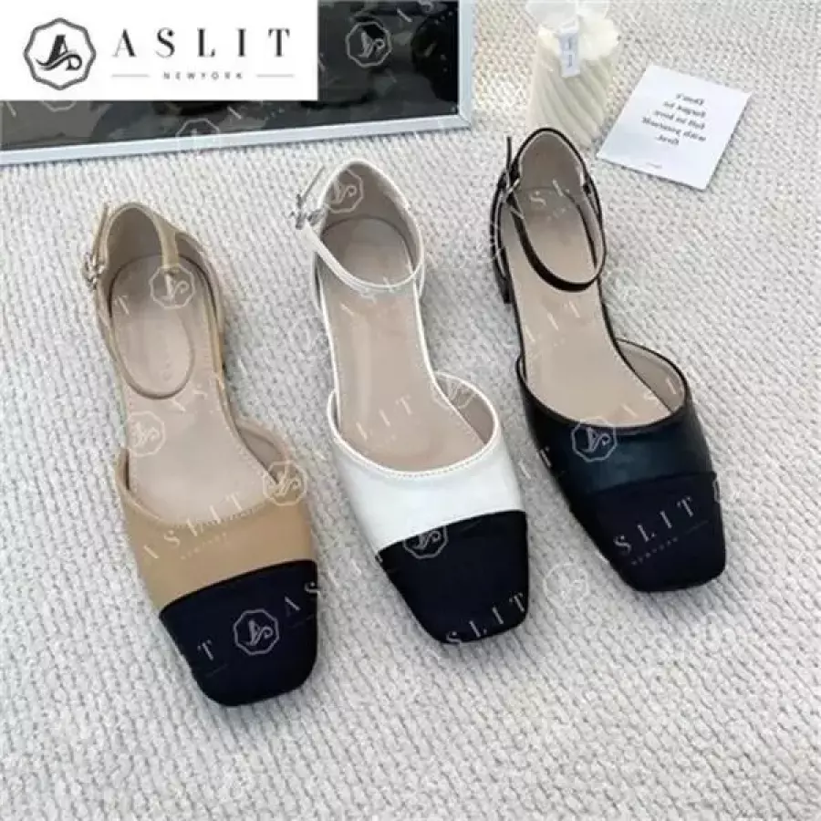 스퀘어 토 사이드 오픈 여성 발목 메리제인 플랫 8155861A
