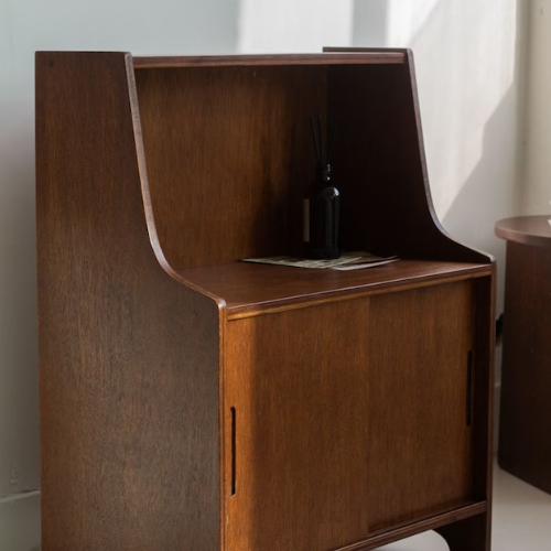 카민우드퍼니쳐 세느 라왕 원목 합판 레트로 미닫이 수납장 600_이미지