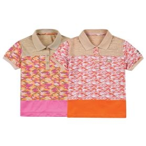 여아동 카모플라쥬 패턴 등산 반팔 카라 티셔츠 1542TK702G