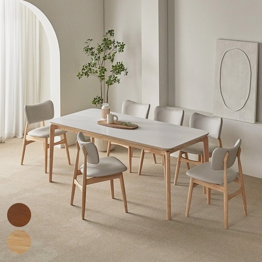 파로마 폴리니 세라믹 원목 식탁 1800 (필립A의자6개)