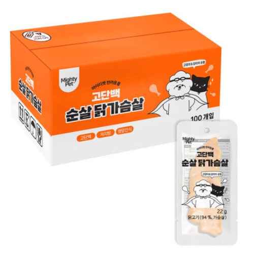 머티리얼즈파크 마이티펫 고단백 순살 닭가슴살 22g (100개)