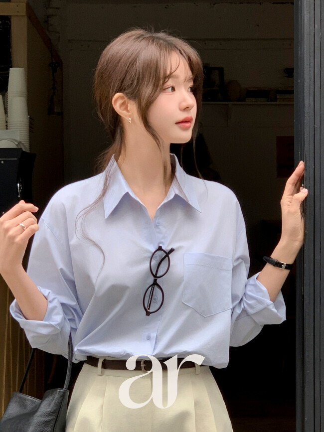 아뜨랑스 봄셔츠/출근룩/활용도up 스텔리 원포켓 코튼 베이직 셔츠 bs8646