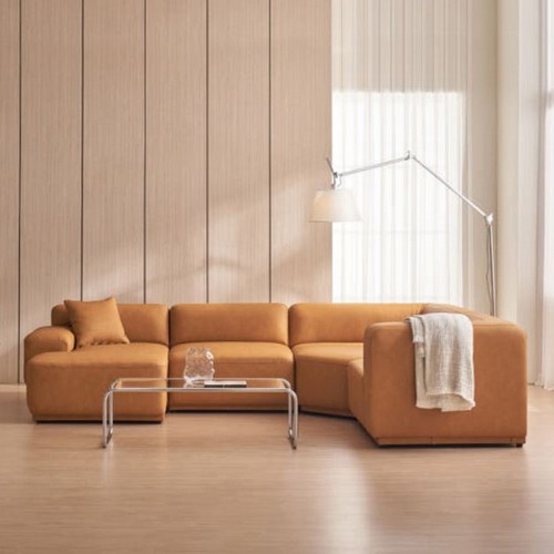 케이하우스홀드 켄지 코너 카우치형 실리콘레더 가죽 소파 5인용_이미지