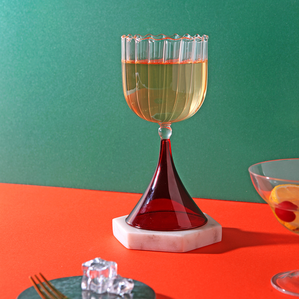 레트로 아트글라스 와인잔 주름와인 280ml