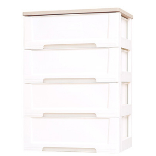 블랑 모던 서랍장 화이트 불투명 화이트오크상판 4단