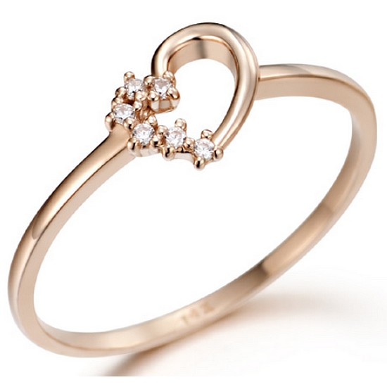 엘르 14K 큐빅 하트 반지 EL14WR002