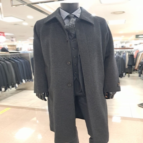 바쏘옴므 차콜울혼방 기본카라내피퀄링 롱코트WS4CJ17ACH