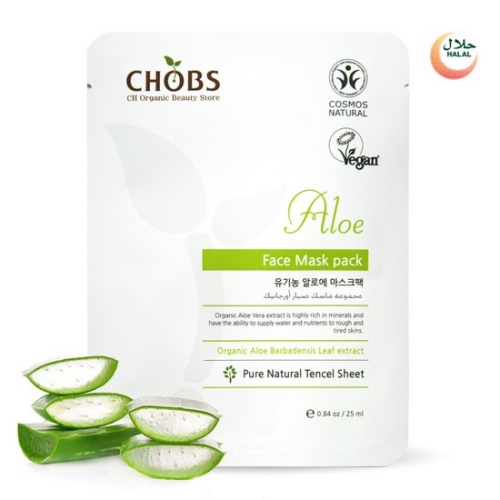 CHOBS 찹스  유기농 알로에 마스크팩 25ml   BDIH인증,Vegan비건,할랄화장품