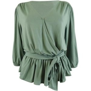 랄프로렌 로렌 랄프 여성 페이크 랩 페플럼 블라우스 그레이 M 461253