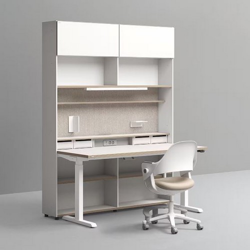 데스커 6단 모션 멀티 책상세트+조명+도어+의자 (1600x590)_이미지