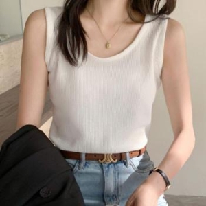 오노마 ONM 무지 루즈핏 민소매 나시티 U넥 넓은 어깨끈 와플원단 S15791876_이미지