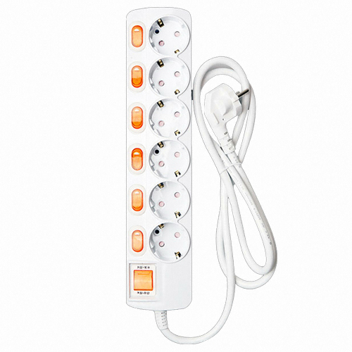 메이프 6구 16A 메인 개별스위치 멀티탭