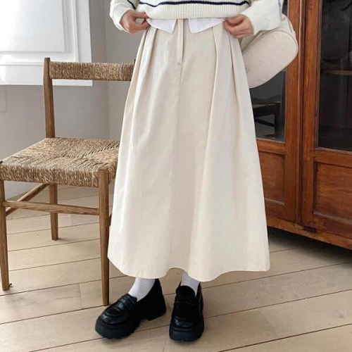 플리츠롱스커트 봄개강룩 코튼 검정치마 31638827