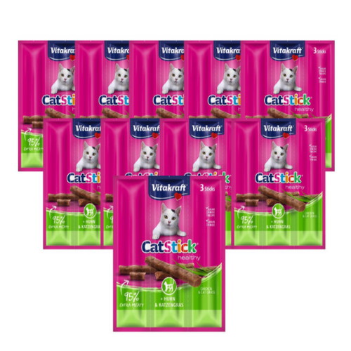 비타크래프트 캣스틱 치킨&캣그라스 18g (6g x 3p) (10개)
