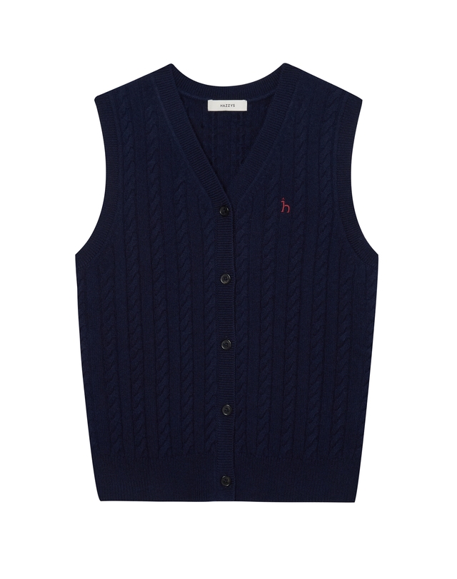 헤지스레이디스 아이코닉 오픈형 브이넥 케이블베스트 HSSW4D801N2_이미지