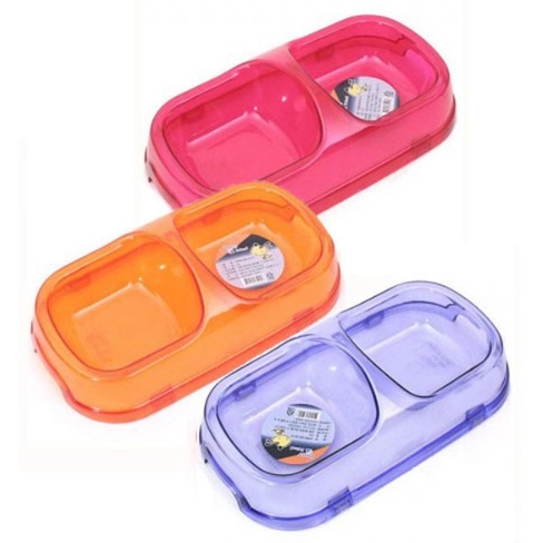 펫라인 ㅤ투명 쌍식기(사각)_이미지