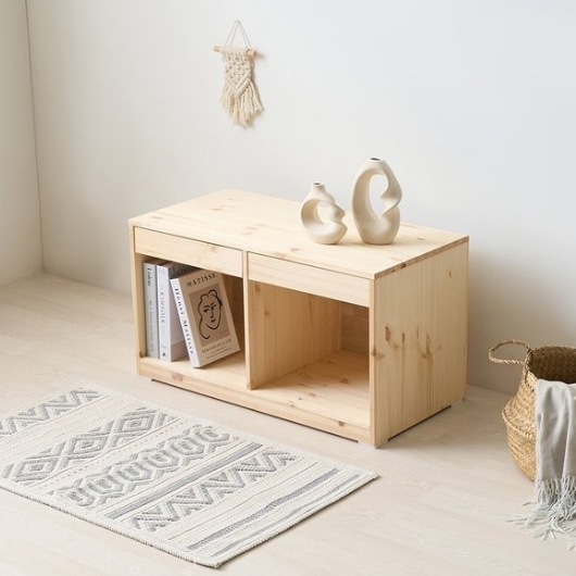 보루네오하우스 엘리브 모리 레드파인 원목 1단 수납장  800