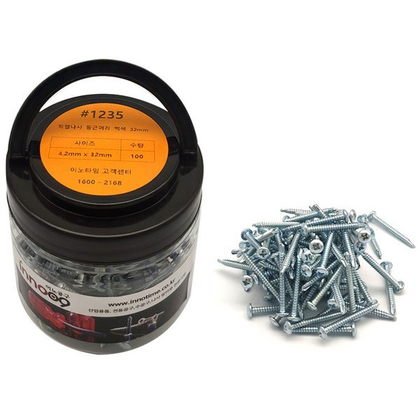 이노공구 직결나사 둥근머리 백색 1235 32mm (100pcs)_이미지