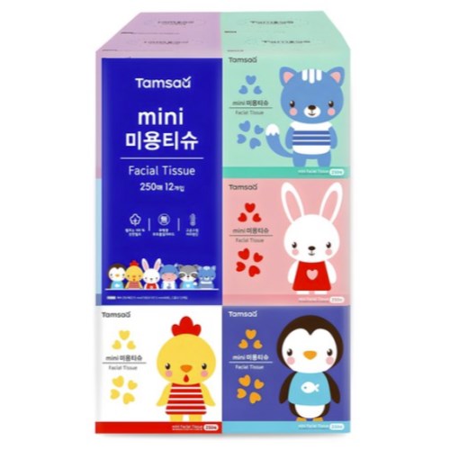 탐사 미니 미용티슈 250매 (12입) (2팩(24입))_이미지