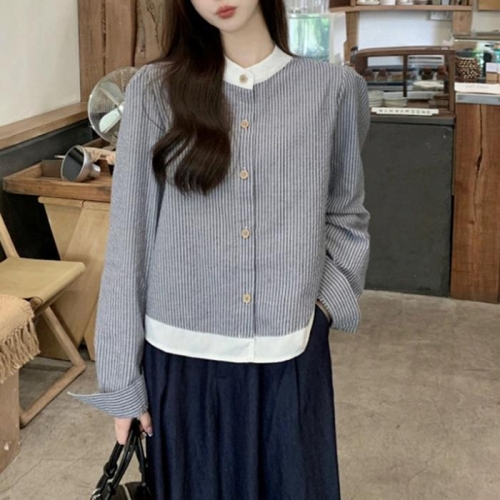 셀러허브 패션 내추럴핏 카라리스 숙 TDN0129 롱블라우스 숙 숙 사이즈_이미지