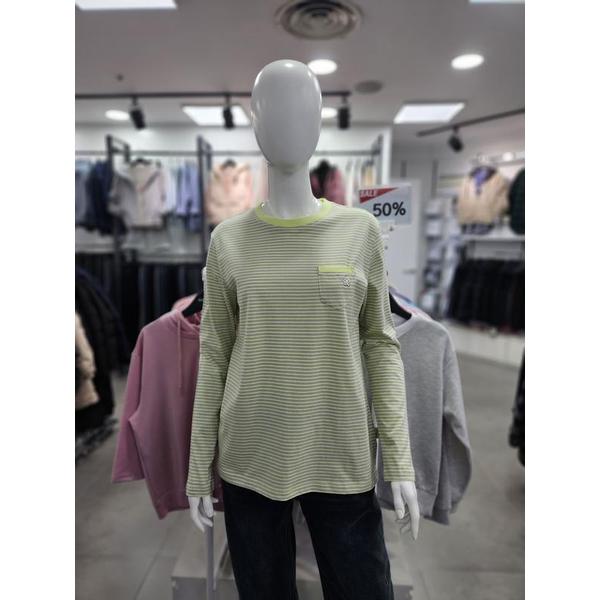 세이브존06 봄 여성 스트라이프 라운드 긴팔 티셔츠 CTM105 S46086784