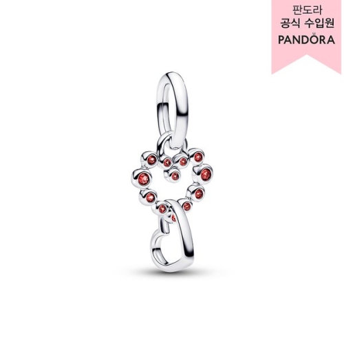 판도라 커넥티드 하트 & 레드 스톤즈 댕글 참 794435C01