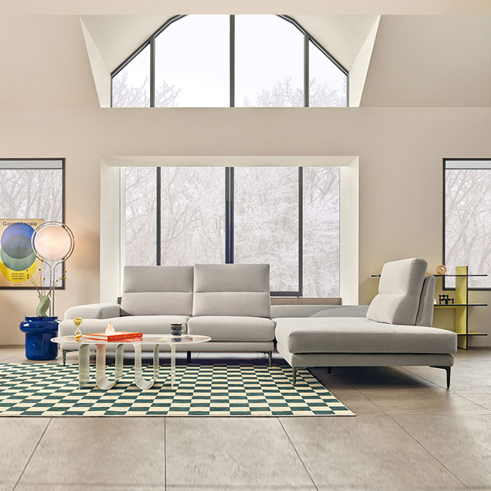 에싸 아르떼 오픈코너형 스윙기능 리브 패브릭 소파 4인용 (스툴별도)_이미지