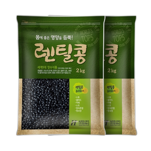 현대농산 검정 렌틸콩 2kg (2개)