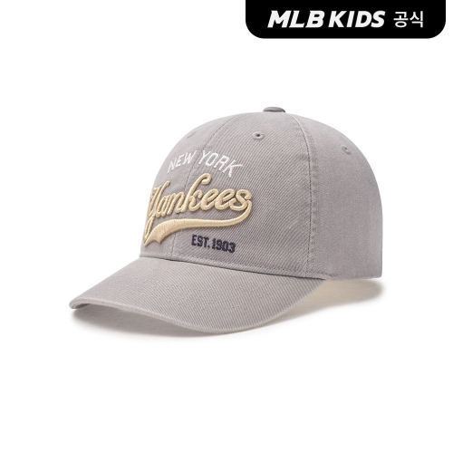 MLB 키즈 25N 워싱 흘리미 볼캡 NY Grey 7ACPVT15N-50GRS_이미지