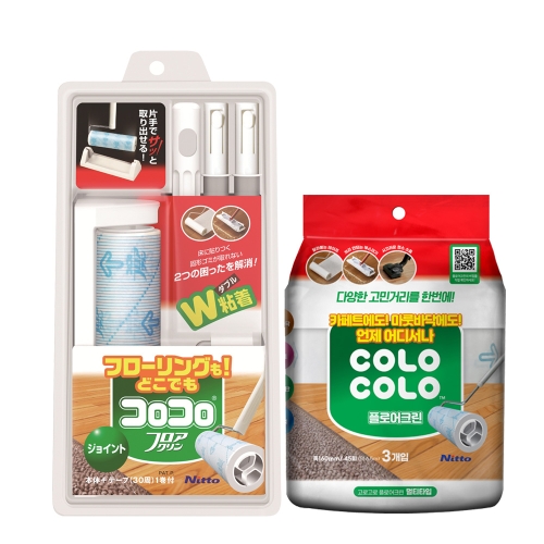 니톰스코리아 고로고로 테이프클리너 마루용 롱본체 4단조인트본체 리필 마루용4단조인트본체1개+리필3롤 1세트