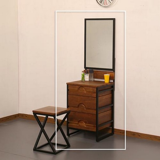 우아미가구 왈라비 멀바우 미니 화장대 400