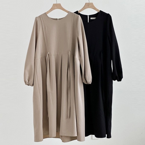 아이우먼 빅사이즈원피스 V383L510 허리끈매듭핀탁원피스 BN