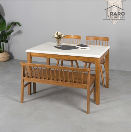 라로퍼니처  헤이즐 천연 대리석 식탁 1200 (의자2개+벤치1개)