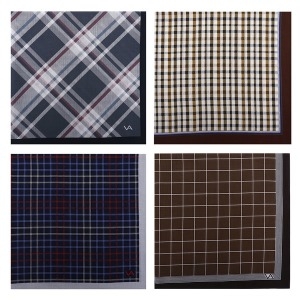 VAMS01 국산 남성 고급 선물 면 손수건 체크 패턴 1매_이미지