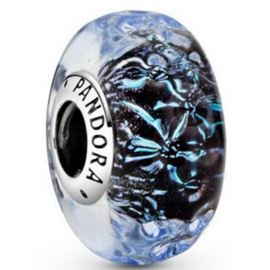 판도라 웨이비 다크 블루 글라스 오션 무라노 참 798938C00